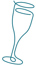 An abstract illustration of a champagne flute