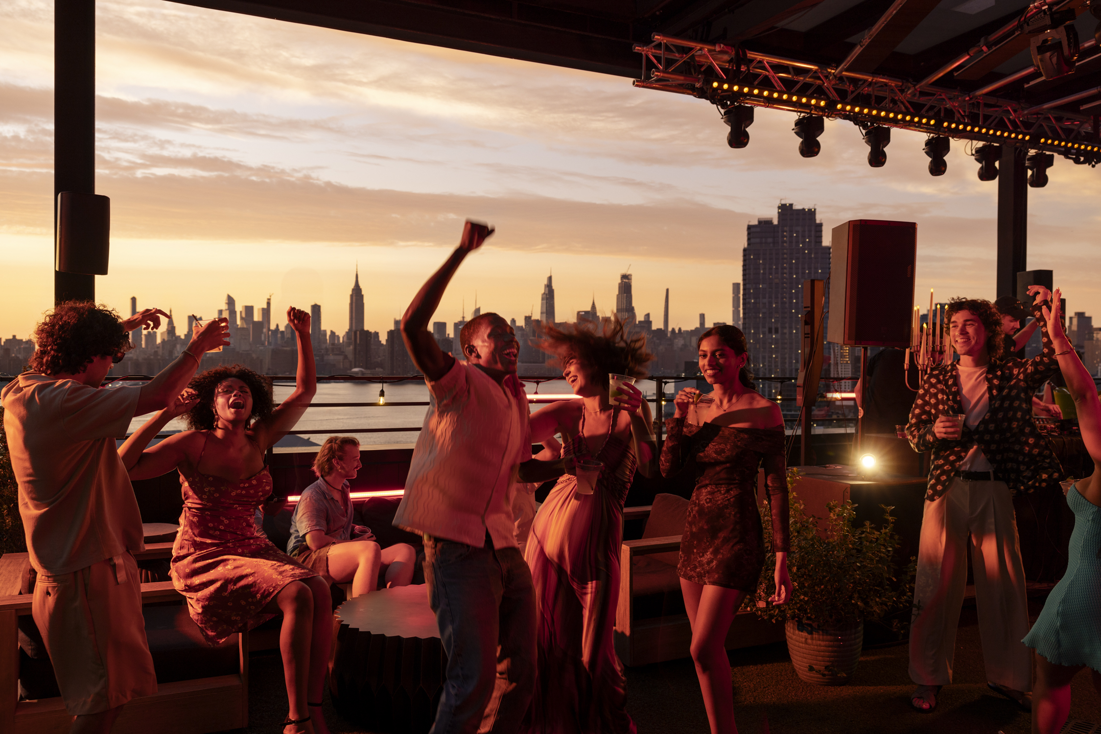 People partying at ART Williamsburg Rooftop